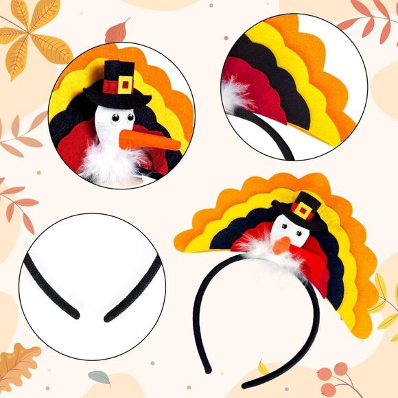 Thanksgiving Headband Set of 6 Turkey Costume Hair Accessories for Women